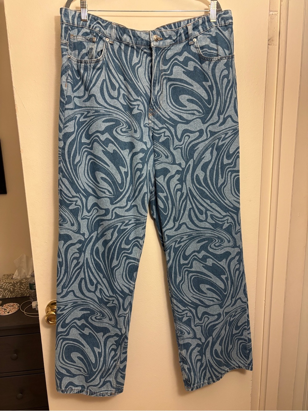 Women's Blue Swirl Pattern Jeans